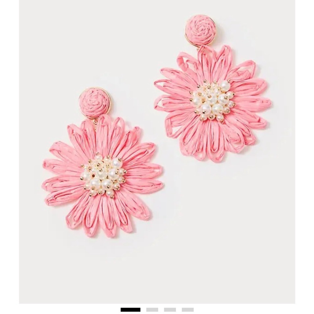 NEW LILLY PULITZER women's bursting blooms earrings in sorbet pink with bag